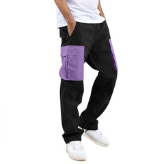 HEARUJOY - Men's Summer Color-block Pocket Loose Cargo Pants, Elastic Waist Casual All-season Trousers