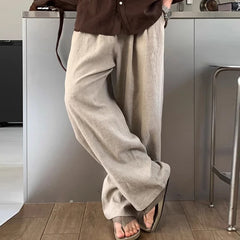 HEARUJOY - New Japanese Retro Men Casual Pants Luxury Draped Wide Leg Leisure Solid Color Straight Trousers High Quality Elegant Sweatpants