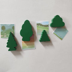 YICKYUE - 4pcs Creative Green Forest Tree Refrigerator Magnets Cute High Quality Wood Refrigerator Magnets Whiteboard Sticker Decorative