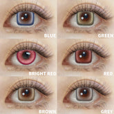 YICKYUE - 6 Months Wear Myopia Colored Lenses Power -1.00~-8.00 Square Pattern Soft Contacts Cosplay Eye Makeup Cosmetic REC3483