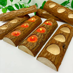 YICKYUE - 4pcs Wooden Candle Holders Wedding Centerpiece Decor Valentine's Day Weddings Birthday Supplies Candle Cup Table Home Decoration