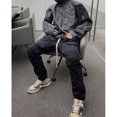 Hearujoy Hip Hop Cargo Pants Men Multi-pocket Patchwork Streetwear Joggers Trousers High Street Function Pant Elastic Waist Male Black