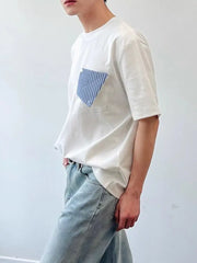 HEARUJOY - Summer Trendy Pocket Striped Casual Round Neck Short Sleeve T-Shirt