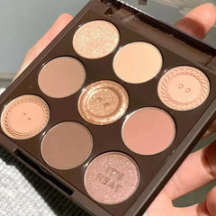 YICKYUE - 9-Color Eyeshadow Palette Earth Tones Brown Shimmer Matte Finishes Long-Lasting Pearl Dust for Daily Korean Makeup Look