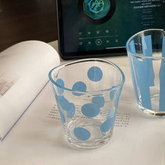 YICKYUE - Retro Polka Dot Striped Glass Cup Creative Shaped For Water Milk Coffee Perfect Birthday Gift Home Decor For Cups Collection