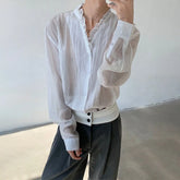 HEARUJOY - Mens Shirt Slightly Transparent Sexy Casual Spring Streetwear Fashion Breathable Niche Shirt Long Sleeve Top Men'S Clothing 2025