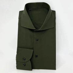 HEARUJOY - Summer New Mens Fashion Business Gentleman Slim Fit Solid Color Long Sleeve Shirt Non-Iron Elegant Trendy Casual Shirt Men