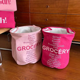 YICKYUE - Pink Cloth Cotton Linen Laundry Basket Bathroom Large Foldable Waterproof Dirty Clothes Storage Basket Toy Basket Storage Bucket
