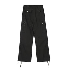 Hearujoy Vintage Cleanfit Washed Drawstring Stretch Gray Jeans Mens and Womens Straight Casual Baggy Loose Denim Trousers Oversized