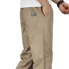 HEARUJOY - Big Size Men's Casual Cotton Pants Relaxed Fit Long Trousers Elastic Waist Drawstring Sweatpants Mens Jogger Pants Summer Spring