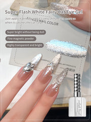 YICKYUE - 16ml Sparkling NO GRAY Cat Eye Gel Nail Polish Reflective Magnetic Gel White Color Soak Off UV Permanent Seedling Varnish Nail