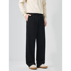 HEARUJOY - Brown Casual Pants Men's Wide Leg Loose Drapey Straight Long Pants Spring Autumn Men's Suit Pants American Casual Sle