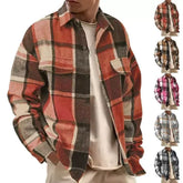HEARUJOY - American European Winter Autumn New American Style Loose Collar Shirt Wool Plaid Checkered Casual Versatile Men Outerwear
