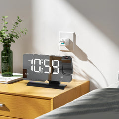 YICKYUE - Office & Student LED Projection Alarm Clock • 180° Rotating Digital Clock • Weekday/Weekend Mode, Dimmer & Multifunctional