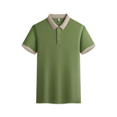 HEARUJOY - Summer Men's Clothing Luxury Knit Short Sleeve Polo Shirt Retro Button-down Patchwork Popular Fashion Business Casual T-shirt
