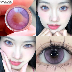 YICKYUE - 2pcs/pair Myopia Colored Contact Lenses Natural Blue Lens Fashion Cosplay Pupils Beauty Purple Contact Lenses for Eyes