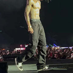 Hearujoy Travis Scott Y2K Cargo Pants Men Hip Hop Streetwear Low Waist Cargo Trousers Male Black Workwear Cotton Multi-pocket