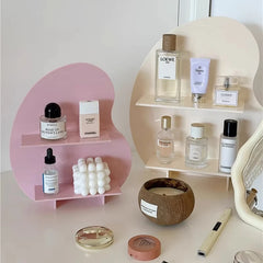 YICKYUE - PGY Desktop Acrylic Cosmetics Rack Makeup Organizer 2 Layers Large Capacity Cosmetics Storage Shelf Dispaly Rack Ins Table Decor