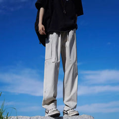 Hearujoy Wide Leg Cargo Pants Male Japanese Khaki Outdoor Loose Casual Trousers Big Size Harajuku Korean Streetwear Hip Hop