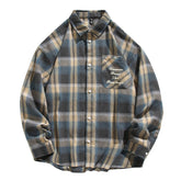 HEARUJOY - Mens Loose And Handsome Plaid Long Sleeved Shirt Plus Size Fashionable Casual Fashion Wrinkle-Free Formal Dress Men'S Shirt