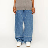HEARUJOY - Men'S Loose Pants Flared Jeans Denim Pants 60s 70s Retro Trousers Bell Bottoms Jeans Fashion Street Style Ripped Skinny Jeans