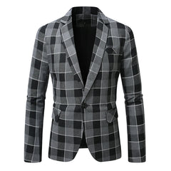 YICKYUE - Streetwear Men Blazers Jacket Handsome Trend One Button Men's Plaid Suit Coats Spring Autumn Business Boutique Mens Clothing