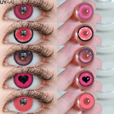 YICKYUE - 1 Pair Cosplay Pink Lenses for Eyes Anime Lenses for Halloween Nezuko Colorcon y2k Eye Contacts Cosmetic Red Lens Cosplay