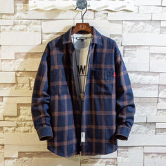 HEARUJOY - Men's 2025 Spring and Autumn New Casual Korean Loose Fashion Fashion Plaid Shirt