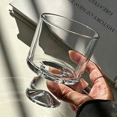 YICKYUE - Vintage Mid-Century Glass Cup, Ins Style Stemmed Glass for Iced Americano, Latte and Drinks, Water Cup