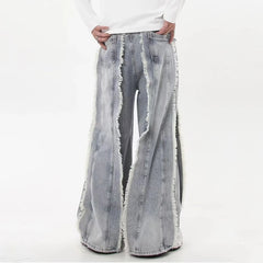 Hearujoy Distressed Vintage Striped Washed Baggy Blue Jeans Pants Mens Wide Leg Casual Loose Denim Trousers Oversized Ripped Cargos
