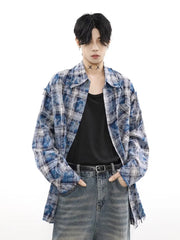 Hearujoy Harajuku Plaid Shirts Coat Men Oversize Long Sleeve Men's Checkered Cardigan Blouses Male Japanese Streetwear Hip Hop