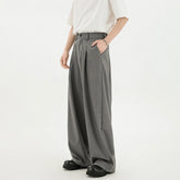 HEARUJOY - Grey Suit Pants Men Oversized Fashion Black Dress Pants Men Korean Loose Wide Leg Pants Mens Office Formal Trousers M-3XL