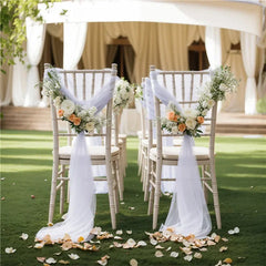 YICKYUE - 12PCS Rust Red Chiffon Chair Sashes Soft 17X250cm Chair Decor for Wedding Party Ceremony Church with Chair Luxury Decoration