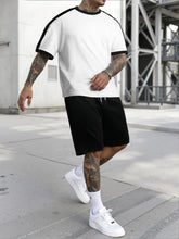 HEARUJOY - Summer New Color Matching Sports Suit Men's Short-Sleeved Shorts Loose T-Shirt Five Length Pants Casual Running Set Two-Piece