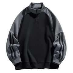 HEARUJOY - Male Medium Weight Half Collar Sweatshirt Men'S High Street Fashion Half Zip Loose Casual Heavyweight Hoodie Y2k Hoodie