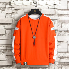 HEARUJOY - Spring utumn New Fashion Brand Men's Sweatshirt Trendy Color-Blocked Loose Round Neck Long Sleeve T-shirt Top Casual