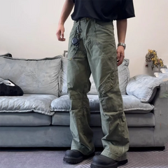 Hearujoy High Street Pockets Cleanfit Baggy Cargos Mens Straight Washed Solid Color Loose Jeans Pants Oversized Casual Denim Trousers