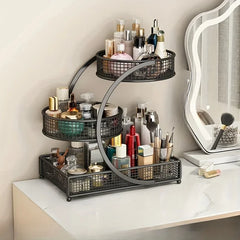 YICKYUE - 1pc Lightweight Varnished Metal Makeup Storage Rack - No - Installation, Ideal For Vanity Countertop, For Lipstick & Skincare