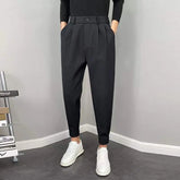 HEARUJOY - Summer Fashion Leggings Trendy Versatile Suit Pants Men's Solid Patchwork Zippere Button Pockets 9-inch Straight Casual Trousers