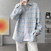 HEARUJOY - Knitted Men's Trendy Brand Loose Casual Cardigan Jacket Plaid Shirt