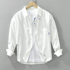 HEARUJOY - Elegant Ink Splash Long Sleeve Shirt Men Spring Autumn Shirt Artistic Trendy Casual Stylish Top