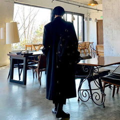 Hearujoy Black Double-Sided Woolen Coat For Men Medium Long Trendy Autumn Winter New Korean Version Retro Elegant Thickened Woolen Coat