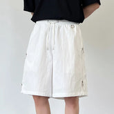 Hearujoy Minimalist Men's Casual Shorts Loose Lace-up Zippers Design Solid Color Loose Male Bottom New Trend Summer 9C6368
