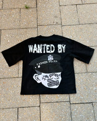Hearujoy Harajuku T-shirt Fashion Police Cartoon Print Short sleeve Y2k top Men clothing Hip Hop rock trend oversized casual shirt