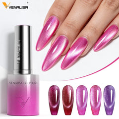 YICKYUE - Venalisa TPO Free Hema Free 10ml Winter Nails Warm Coffee Cat Eye Nail Gel Polish Magnet Soak Off UV LED Semi Permanent Nail Gel