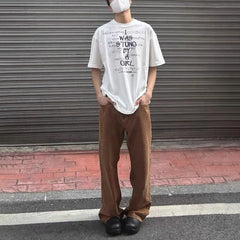 Hearujoy Mens Cotton T-Shirt Letter Printing Hip-Hop Street Y2k Retro Fashionable Comfortable Casual Loose Top Spring And Summer