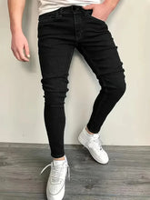 HEARUJOY - Men'S Slim-Fit Dark Cotton Jeans - Stretch Denim Pencil Pants, Machine Washable