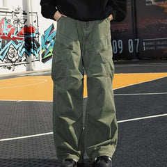 HEARUJOY - Spring Autumn Big Pocket Men's Cargo Pants Loose Straight Wide Leg Trousers Baggy Outdoor Workwear Pants Man Hip Hop Sweatpants