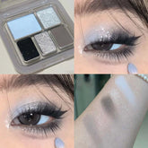 YICKYUE - 5-Color Shiny Punk Blue Eyeshadow Palette Glitter Pearlescent Eye Shadow Palette Lasting Waterproof Nude Pink Eye Pigment Makeup