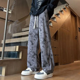 HEARUJOY - Corduroy Tie-dye Irregular Pants for Men American Loose Casual Sports Wide-leg Trousers